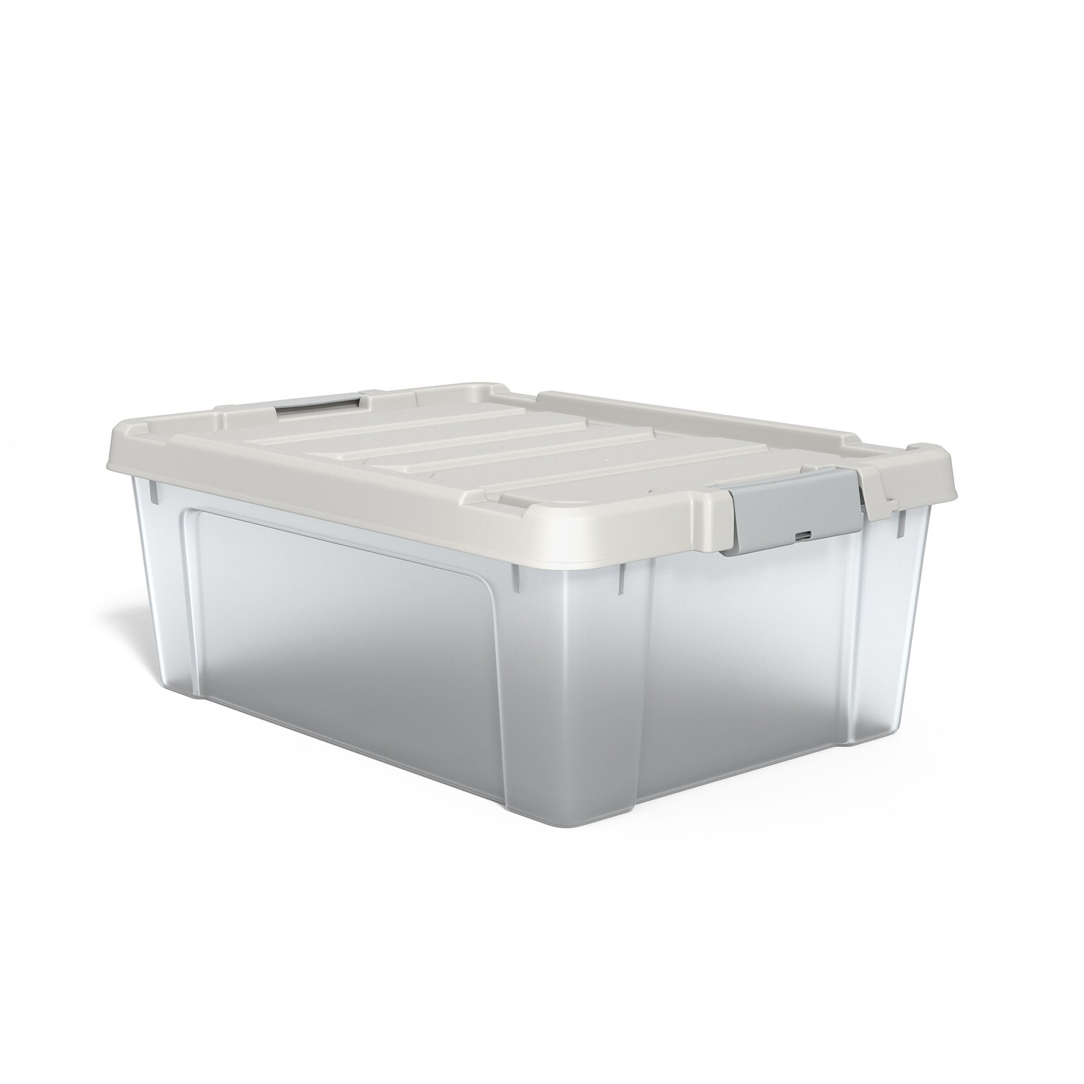 Staples 46.8 Qt. Storage Bin with Latching Lid, Plastic, Clear (250279)