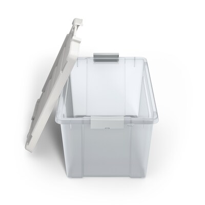 Staples 78.4 Qt. Latch Lid Storage Bin, Clear (TR58307)