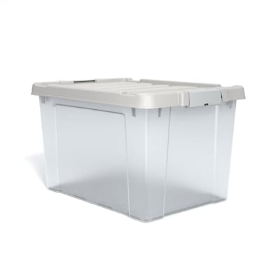 Hefty Hi-Rise 72 Qt. Lift Off Lid Storage Tote Gray/Clear 6/Pack  (HFT-7163010665666-6)