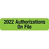 Medical Arts Press Patient Record Labels; 2022 Authorization on File, Large, Fluorescent Green,1.25