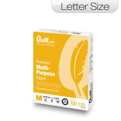 Quill Brand® 8.5 x 11 Premium Multi-Purpose Paper, 20 lbs., 97 Brightness, 500 Sheets/Ream (X81120
