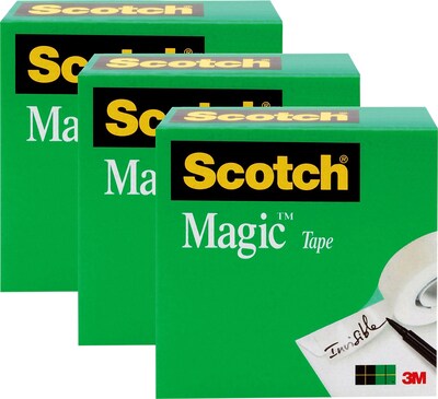 Scotch Magic Invisible Clear Tape Refill, 1 x 72 yds, 3 Core, Clear, 3 Rolls/Pack (810-72-3PK) | Quill