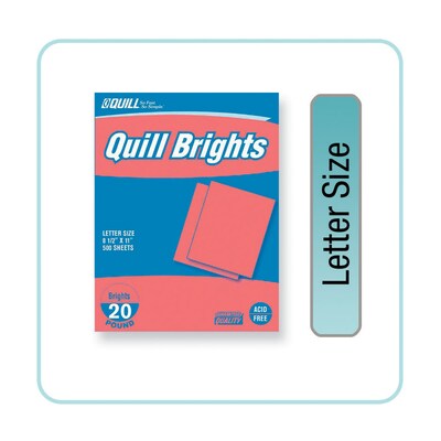 Quill Brand® Brights Multipurpose Colored Paper, 20 lbs., 8.5 x 11, Red, 500 Sheets/Ream (722441)
