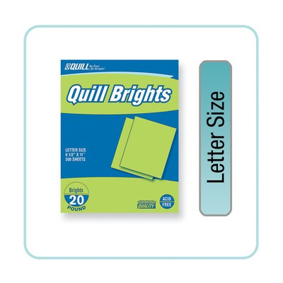 Quill Brand® Brights Multipurpose Colored Paper, 20 lbs., 8.5 x 11, Green, 500 Sheets/Ream (722381