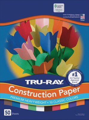 Tru-Ray 9" x 12" Construction Paper, Assorted Colors, 50 Sheets (P103031)