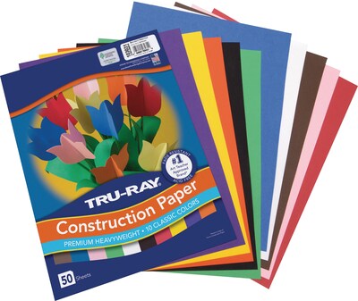 Tru-Ray 9" x 12" Construction Paper, Assorted Colors, 50 Sheets (P103031)