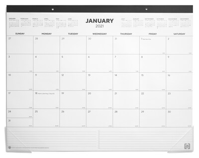 2021 TRU RED™ 17 x 22 Desk Pad Calendar, Black/White (TR58448-21)