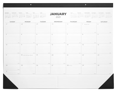 2021 TRU RED™ 17 x 22 Desk Pad Calendar, Black/White (TR12951-21)