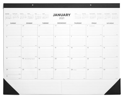 2021 TRU RED™ 17 x 22 Desk Pad Calendar, Black/White (TR12951-21)