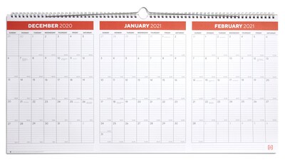 2021 TRU RED™ 12 x 23 Wall Calendar, Black/Red/White (TR53921-21)