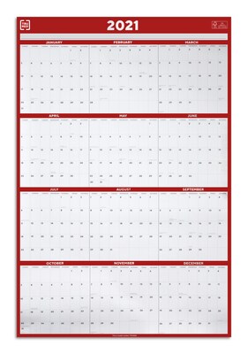 2021 TRU RED™ 36 x 24 Wall Calendar, Red/Black/White (TR53999-21)