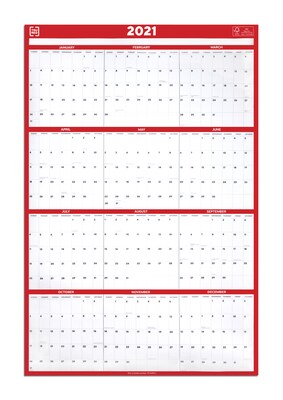 2021 TRU RED™ 24 x 36 Wall Calendar, Red (TR53903-21)
