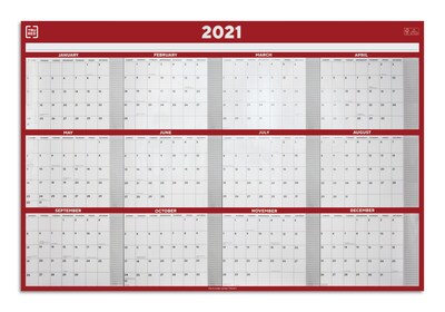 2021 TRU RED™ 32 x 48 Wall Calendar, Red/White (TR53911-21)