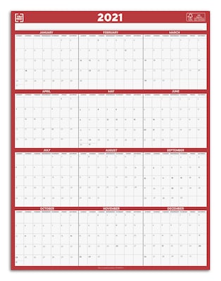 2021 TRU RED™ 12 x 15.69 Wall Calendar, Red/White (TR53905-21)