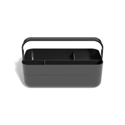 TRU RED™ 5 Compartment Plastic Desktop Organizer with Handle, Black (TR58200)