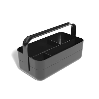 TRU RED™ 5 Compartment Plastic Desktop Organizer with Handle, Black (TR58200)