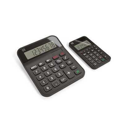 TRU RED™ Value Pack TR230130 8-Digit Desktop/Pocket Calculators, Black, 2/Pack