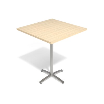 Union & Scale™ Multipurpose 36" Square Natural Maple Laminate Bistro Height Silver Base Table (54838)