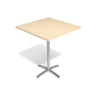 Union & Scale™ Workplace2.0™ Multipurpose 36" Square Natural Maple Laminate Bistro Height Silver Base Table (54838)