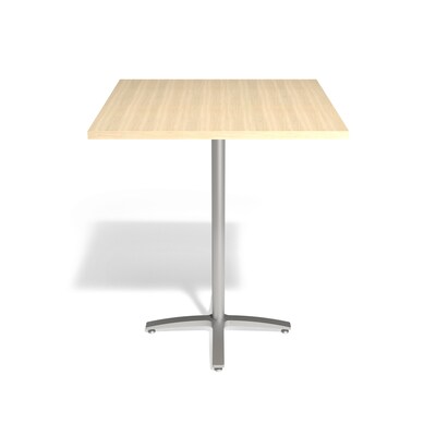 Union & Scale™ Multipurpose 36 Square Natural Maple Laminate Bistro Height Silver Base Table (54838