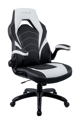 Quill Brand® Luxura Faux Leather Racing Gaming Chair, Black and White (55172)