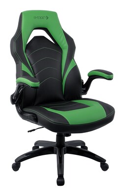 Quill Brand® Luxura Faux Leather Racing Gaming Chair, Black and Green (52504)