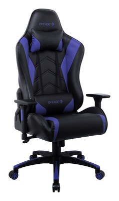 Quill Brand® Emerge Vartan Bonded Leather Gaming Chair, Blue/Black (53242)