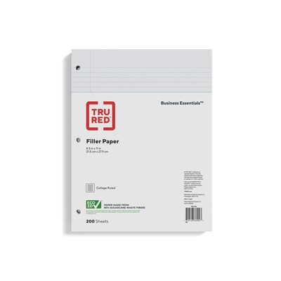 Staples College Ruled Filler Paper, 8.5 x 11, White, 200 Sheets/Pack (TR21700M/21700)