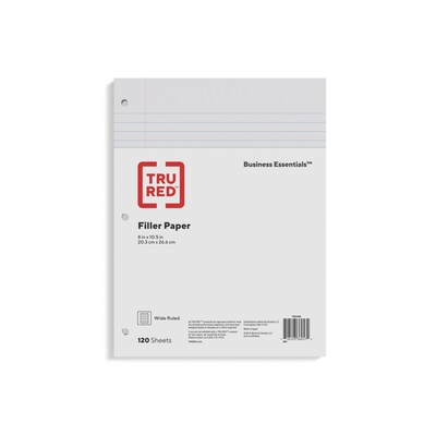 TRU RED™ Wide Ruled Filler Paper, 8 x 10.5, White, 120 Sheets/Pack, 36 Packs/Carton (TR37426)