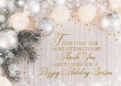 Custom Thank You Holiday Season Pearl Ornaments Cards, with Envelopes, 7-7/8 x 5-5/8, 25 Cards per