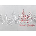 Custom Seasons Greetings Silver Christmas Trees Cards, with Envelopes, 5-5/8 x 7-7/8, 25 Cards per Set