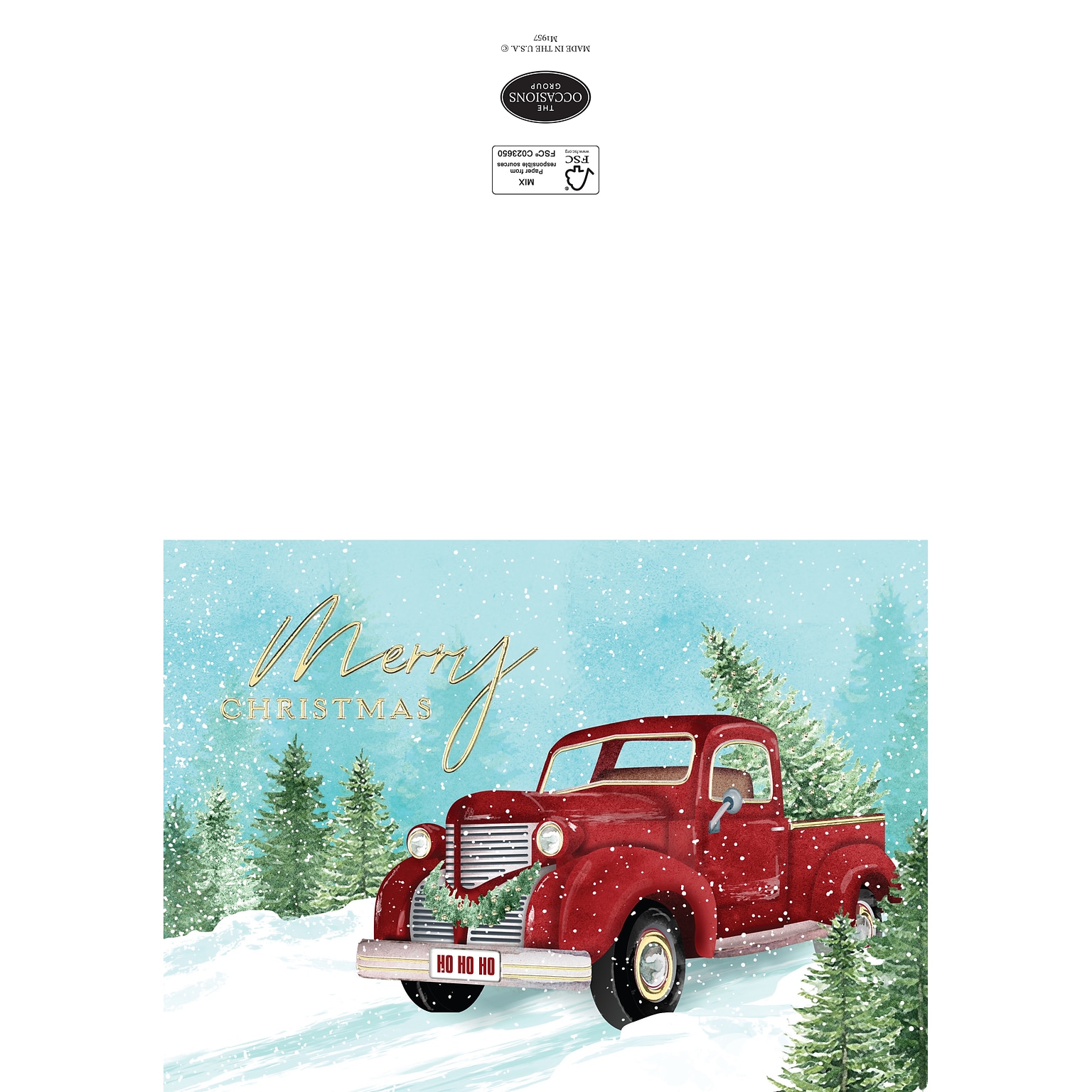 Custom Merry Christmas Vintage Red Truck With Trees Cards, with Envelopes, 7-7/8 x 5-5/8, 25 Cards per Set