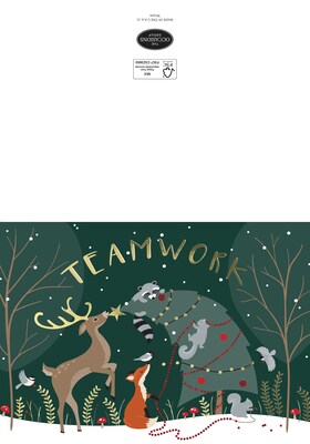 Custom Team Work Forsest Critter Holiday Cards, with Envelopes, 7-7/8 x 5-5/8, 25 Cards per Set