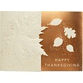 Custom Happy Thanksgiving Gold Shimmer Leaves Cards, with Envelopes, 7-7/8 x 5-5/8, 25 Cards per Set