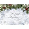 Custom Merry Christmas White Wood Panel Snow Flake Cards, with Envelopes, 7-7/8 x 5-5/8, 25 Cards