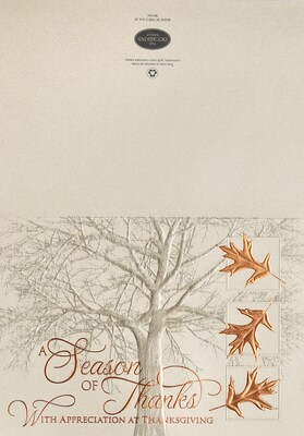 Custom Season Of Thanksgiving Gold Leaves Shimmer Cards, with Envelopes, 7-7/8 x 5-5/8, 25 Cards p