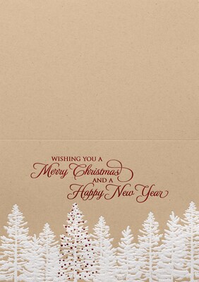 Custom Merry Christmas And Happy New Year Trees Cards, with Envelopes, 7-7/8 x 5-5/8, 25 Cards per