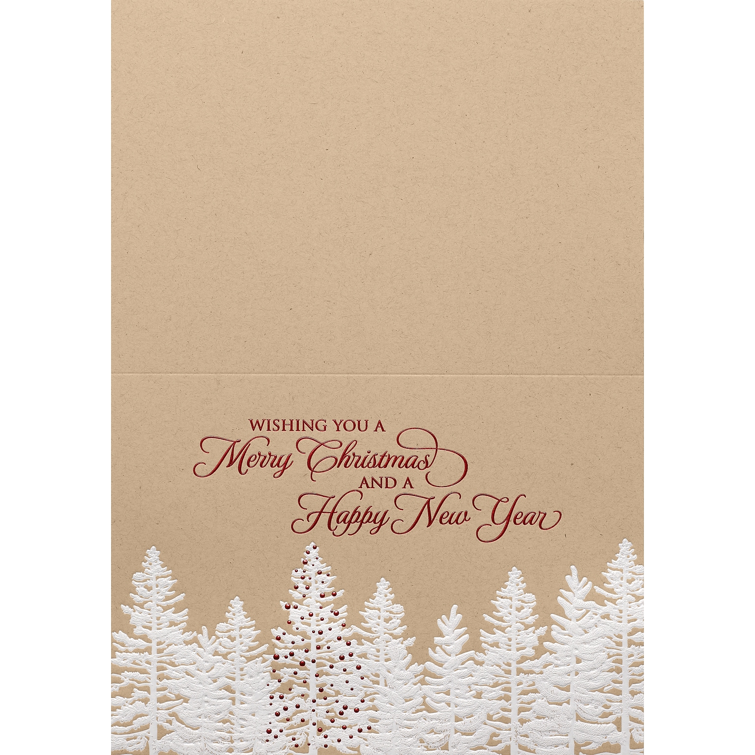 Custom Merry Christmas And Happy New Year Trees Cards, with Envelopes, 7-7/8 x 5-5/8, 25 Cards per Set