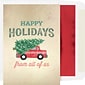 Custom Happy Holidays Christmas Tree Red Truck Cards, with Envelopes, 5" x 7", 25 Cards per Set