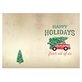 Custom Happy Holidays Christmas Tree Red Truck Cards, with Envelopes, 5 x 7, 25 Cards per Set