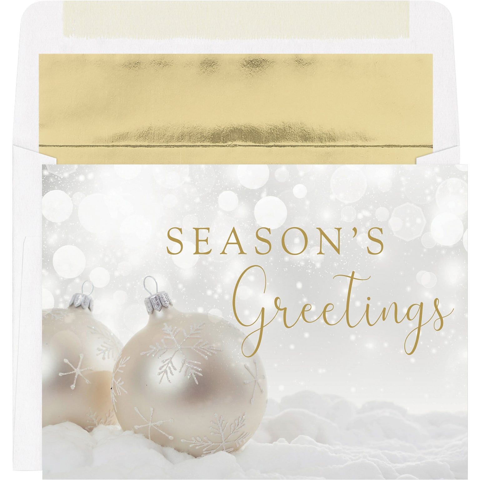 Custom Seasons Greetings Pearl Ornament Cards, with Envelopes, 7 x 5, 25 Cards per Set
