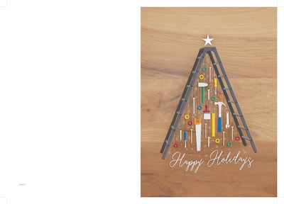 Custom Happy Holidays Tools Christmas Tree Cards, with Envelopes, 5-5/8 x 7-7/8, 25 Cards per Set