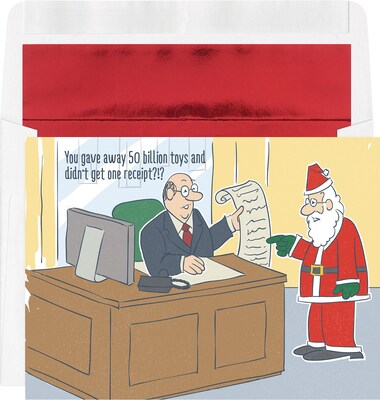 Custom Tax Time Cartoon Funny Holiday Cards, with Envelopes, 7-7/8 x 5-5/8, 25 Cards per Set