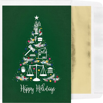 Custom Lawyer Symbols Christmas Tree Cards, with Envelopes, 5-5/8 x 7-7/8, 25 Cards per Set