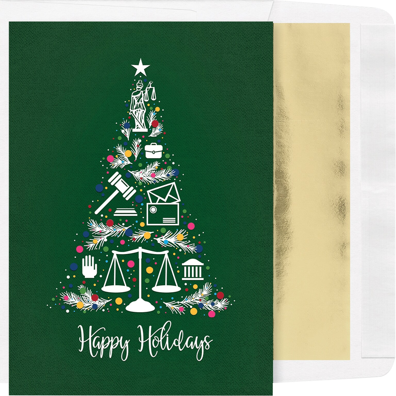 Custom Lawyer Symbols Christmas Tree Cards, with Envelopes, 5-5/8 x 7-7/8, 25 Cards per Set