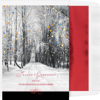Custom Seasons Greetings Snowy Road Cards, with Envelopes, 5-5/8 x 7-7/8, 25 Cards per Set