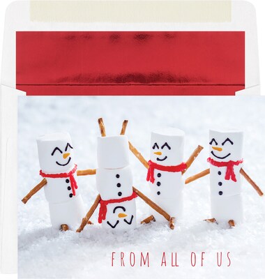 Custom From All Of Us Marshmellow Snowmen Cards, with Envelopes, 7 x 5, 25 Cards per Set