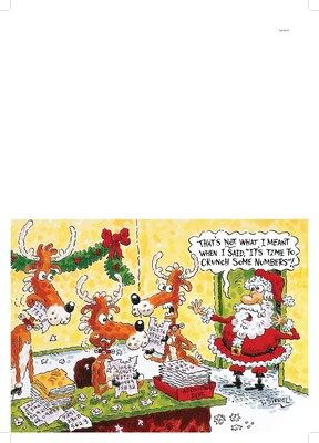 Custom Santa Cartoon Funny Crunch Numbers Cards, with Envelopes, 7-7/8" x 5-5/8", 25 Cards per Set