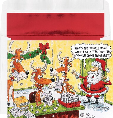 Custom Santa Cartoon Funny Crunch Numbers Cards, with Envelopes, 7-7/8 x 5-5/8, 25 Cards per Set