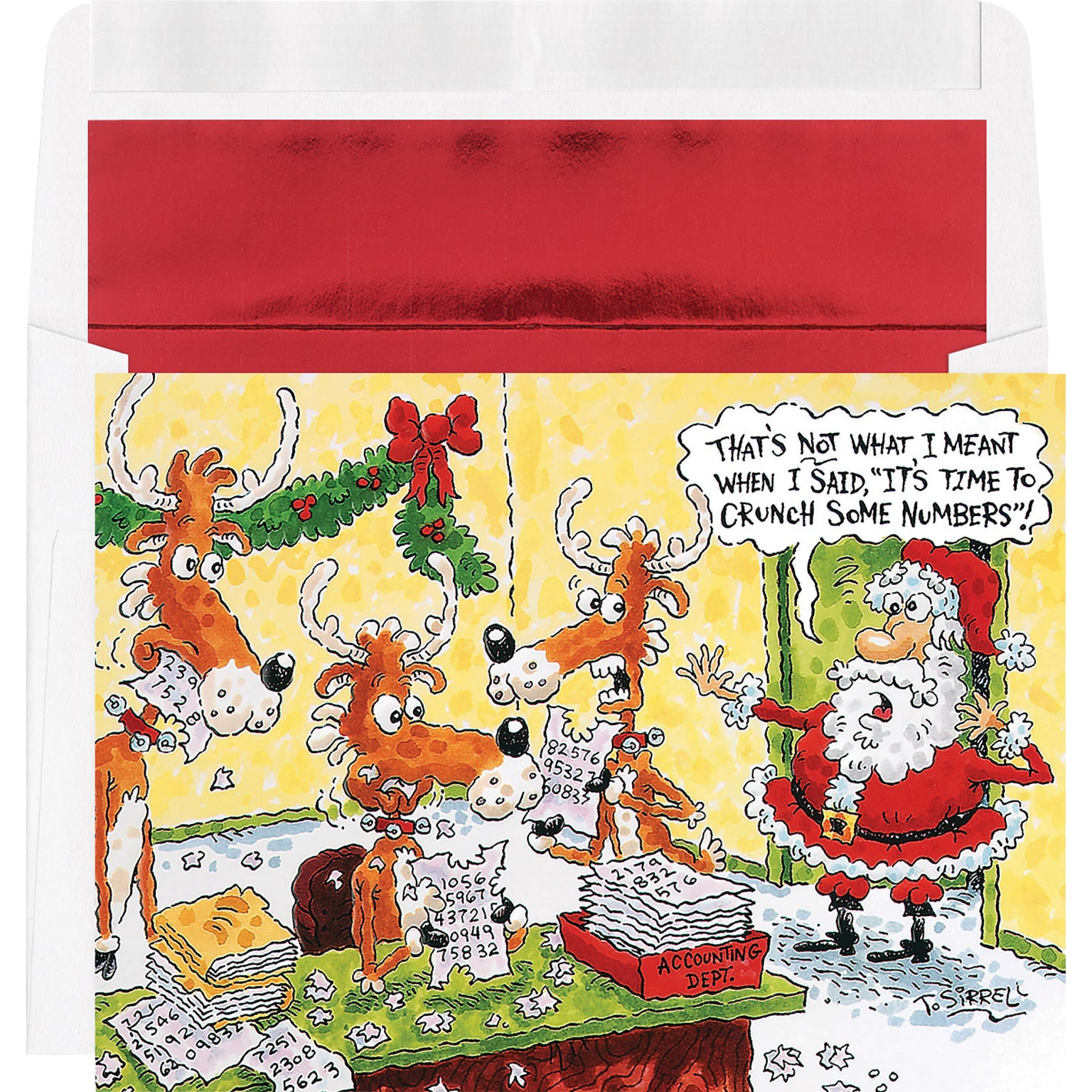 Custom Santa Cartoon Funny Crunch Numbers Cards, with Envelopes, 7-7/8 x 5-5/8, 25 Cards per Set